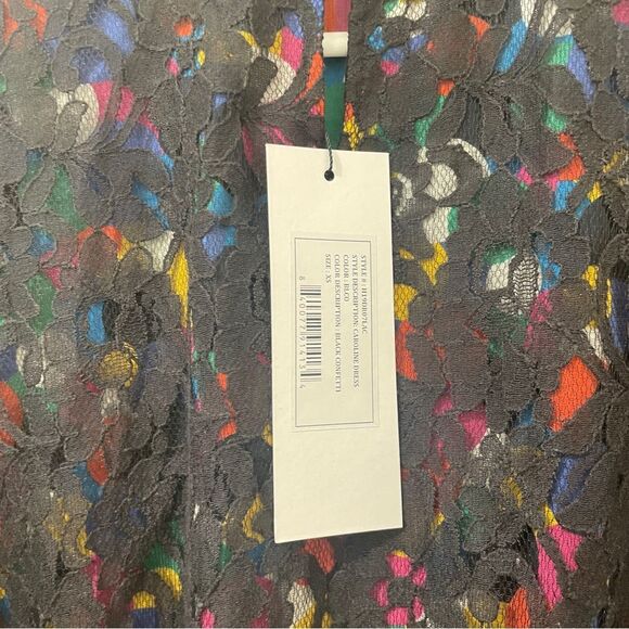 Rhode Caroline Lace Mini Dress Micro Black With Colorful Lining Rainbow XS NWT - Picture 13 of 13